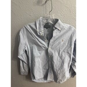 Boys Ralph Lauren Boys Long Sleeve  Blue Button Up Size 12  Vintage